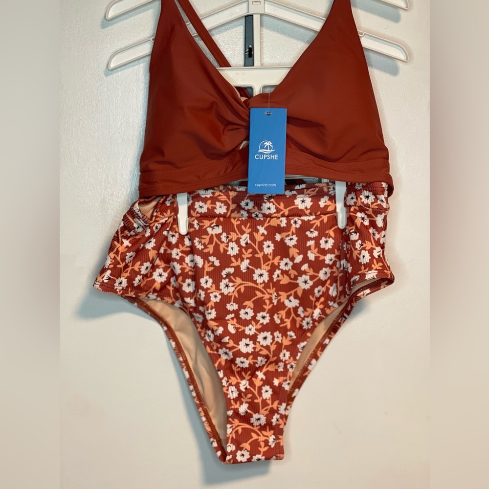Cupshe Rust Floral Bikini Set